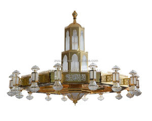 Moschea di illuminazione marocchina grande luce di ferro per lampadario di grandi dimensioni color oro con decorazione musulmana