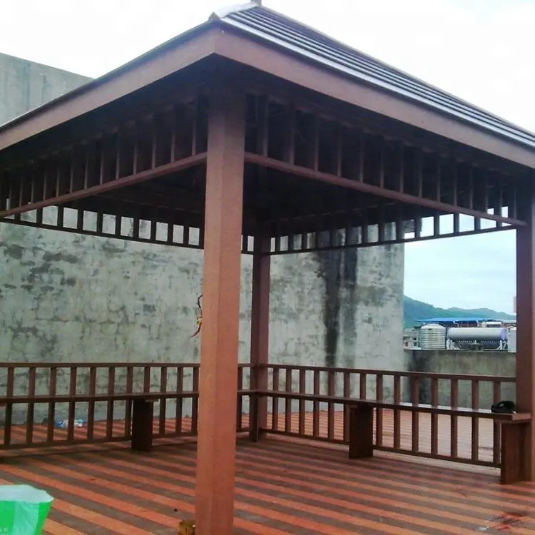 Gazebo de madera WPC para exteriores, pabellón de jardín compuesto de plástico y madera