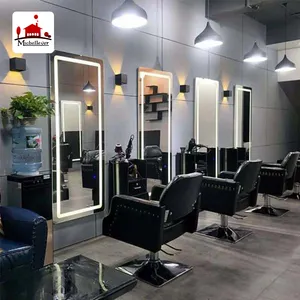 beauty hair salon furniture equipment mirror station styling mirror haridresser salon led station mirrors with led light