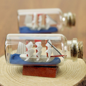 Mini Botella de Vidrio Estilo Mediterráneo con <span class=keywords><strong>Miniatura</strong></span> de Velero, Accesorios de Decoración para el Hogar - Product Image 6