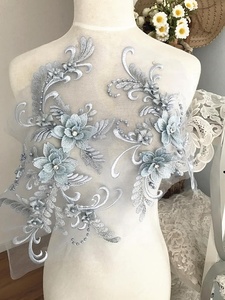 Bộ Đính Ren 3D Đính Ngọc Trai Tinh Tế, Miếng Đính Ren Kim Loại Bạc Cho Trang Phục Khiêu Vũ Miếng Đính Ren Cô Dâu Trữ Tình - Product Image 2