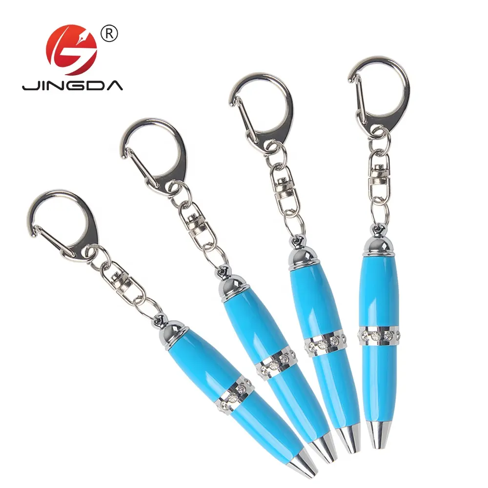 Promotionele Mini Blauw Sleutelhanger Pen Met Diamant