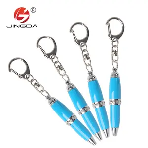 promotional mini blue keychain pen with diamond