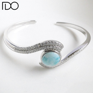 Pulsera de plata de ley <span class=keywords><strong>925</strong></span> con certificado de larimar, brazalete de plata con certificado colombiano - Product Image 4