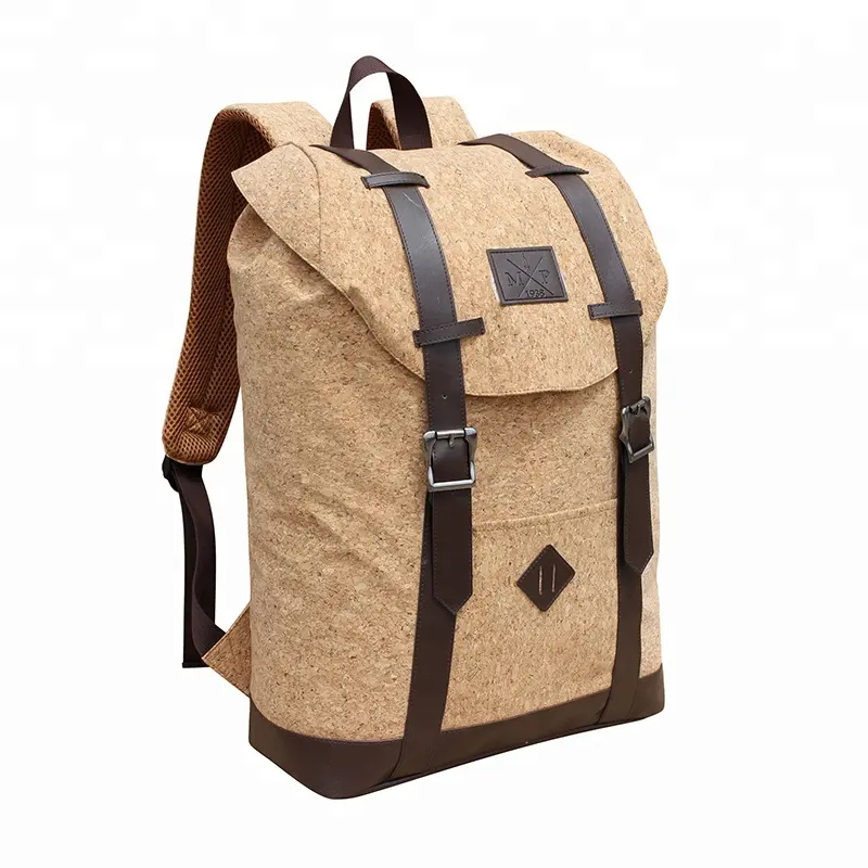 Mochila de corcho natural de gran capacidad para exteriores, morral de viaje respetuoso con el medio ambiente, para el día