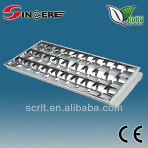 T8/T5 fluorescent louver office Recessed grille lighting fixture 3*18w tube light fittings T8 grille lamp