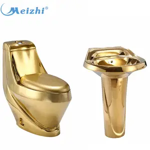 Chaozhou banyo yıkanan altın kaplama tuvalet seramik tuvalet suite