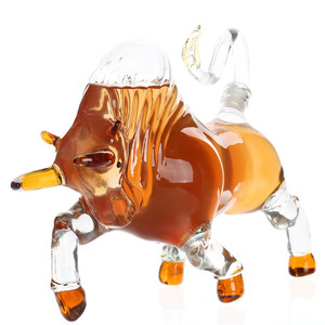 Carafe à liqueur Jia Teng 1000ml en forme de taureau carafe en verre pour alcool-Vodka, rhum, Bourbon, vin, whisky, <span class=keywords><strong>Tequila</strong></span> - Product Image 2