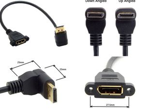 Free Sample Customized DisplayPort Female Panel Mount <strong>Cable</strong> 90 Degree Angle Mini <strong>Dp</strong> Extension <strong>Cable</strong> - Product Image 6