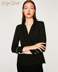 Mode à manches longues femmes chemisier en mousseline tops modèles pour bureau - Product Image 1