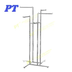 4 Way Garment Store Retail Arm Adjustable Metal Hanging Clothes Display Racks For Clothes