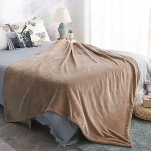 Chăn Nỉ San Hô Dệt Kim Màu Be Siêu Mềm King Size Taupe