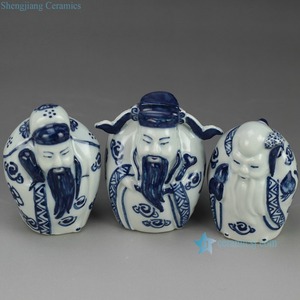 Statua in Ceramica Dipinta a Mano Blu e Bianca di Fukurokuju, Divinità <span class=keywords><strong>Orientale</strong></span> Tradizionale Cinese RZGB02 - Product Image 3