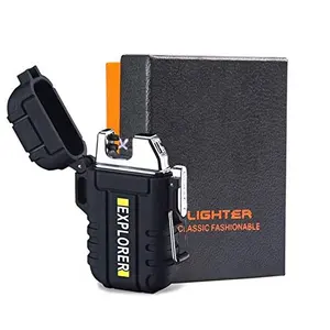 Waterproof Lighter USB Rechargeable Lighter Flashlight Double Arc Lighter