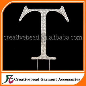 Metallo strass argento cake toppers in qualsiasi scritto della lettera a b c d e f g h j k l m n p r s t v w& z cake topper - Product Image 4