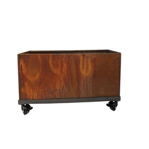 Boite De <strong>Jardiniere</strong> En Acier Corten Personnalisee Avec Ecran En Treillis - Product Image 1