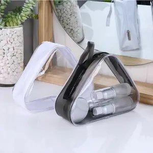 Promotion Cheap Triangle PVC Transparent Zippered Toiletry Bag Portable Clear Makeup Bag Pouch for Bathroom