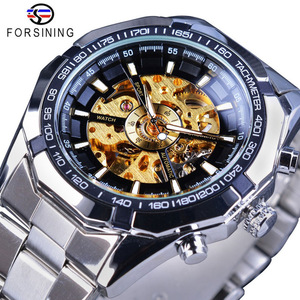 Reloj Mecánico para Hombre Forsining con Caja Transparente, Diseño Moderno 2017, Logotipo 3D Grabado, Aleación Dorada - Product Image 2