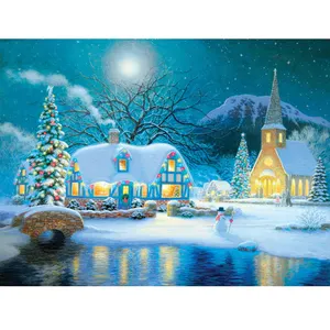 Noël diamant mosaïque broderie Kits dessin chambre décor neige château diamant peinture point de croix Festival cadeau
