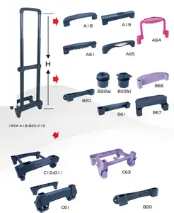 Kualitas Grosir Bagasi Koper Handle Plastik Adjustable Telescopic Handle Bagian untuk Perjalanan Liburan Bagasi Koper