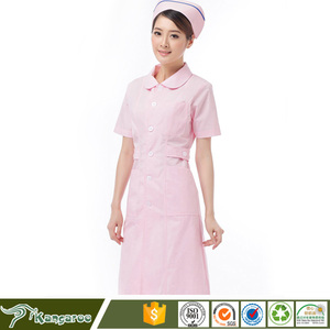 El Personal Médico Enfermera Del Hospital Uniforme Set Vestido Rosa De Cuello chino - Product Image 1
