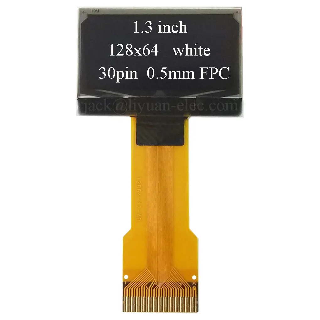 1.3 inch 128x64 SH1106 30 pin white SPI IIC I2C 1.3'' 12864 oled 0.5 mm pitch ZIF FPC connector oled lcd display module screen