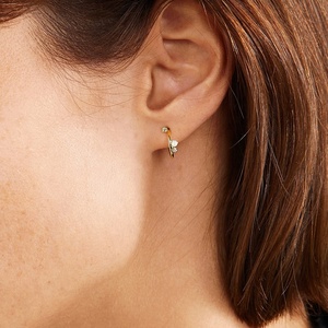 Pendientes de aro huggie para <span class=keywords><strong>mujer</strong></span>, joyería de <span class=keywords><strong>oro</strong></span> y plata de <span class=keywords><strong>18</strong></span> quilates, Gemnel - Product Image 2