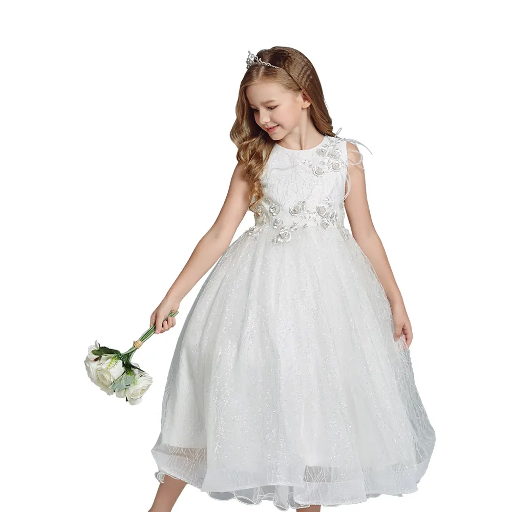 Spanish Long Flower Girl Dress Of 9 Years Old Girls Cotton Frock Designs