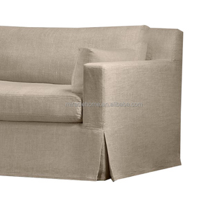 Mobilier classique Chic Ultra Confortable Torsadé Slipcovered Sofa <span class=keywords><strong>Lin</strong></span> <span class=keywords><strong>Beige</strong></span> Traditionnel Salon Canapé - Product Image 2