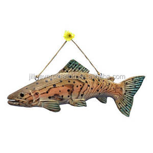 Pesce Decorativo in <span class=keywords><strong>Legno</strong></span> Intagliato a Mano - Product Image 1