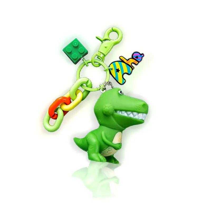 Ciondolo personalizzato bambola toy story dinosauro di plastica sveglio della catena chiave del metallo portachiavi maiale