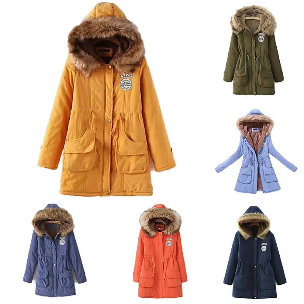 Manica lunga più i vestiti di formato per il cotone cappotto di inverno delle donne addensare patchwork in pelle scamosciata di inverno parka