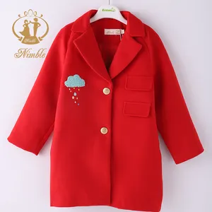 High Quality Nimble Christmas Children Long Coats Girls Boutique Clothing Kids Winter Woolen Coat For Wholesale