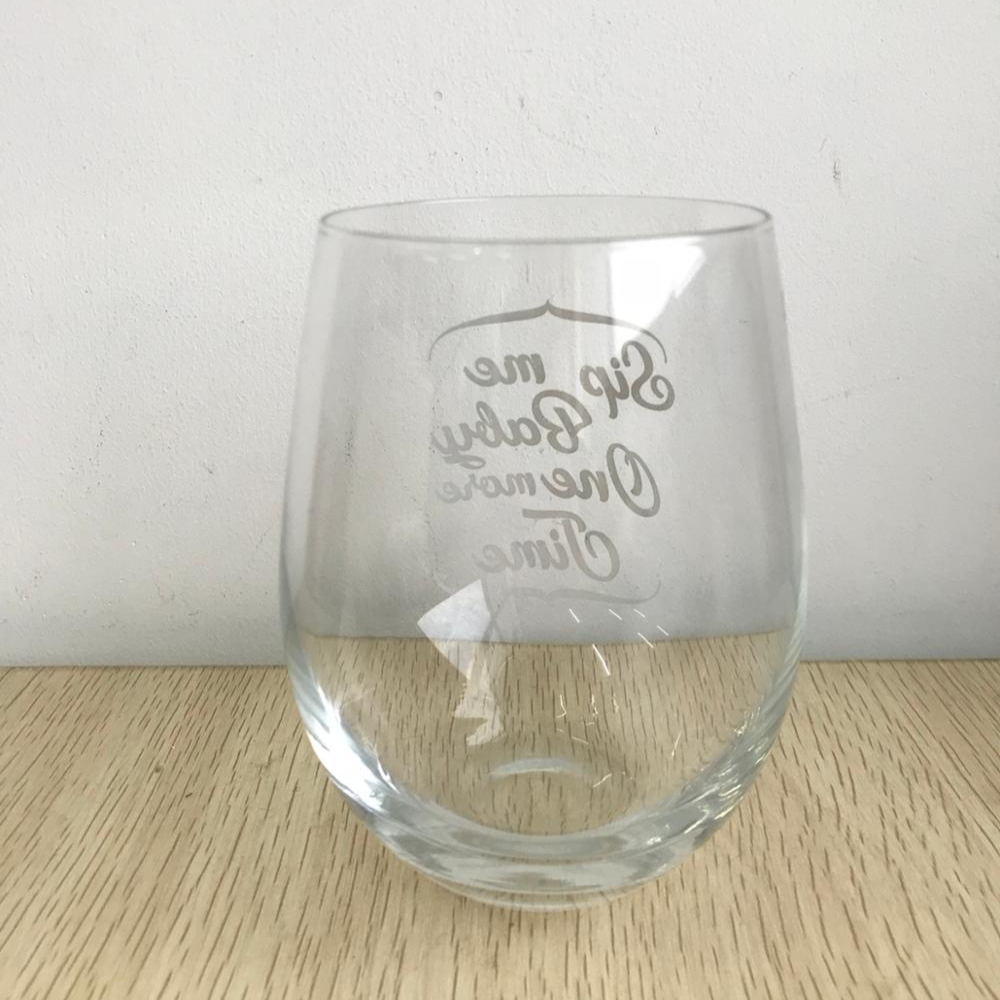 high quality 18 oz stemless wine glass OEM etched logo dishwasher safe wine glass cup