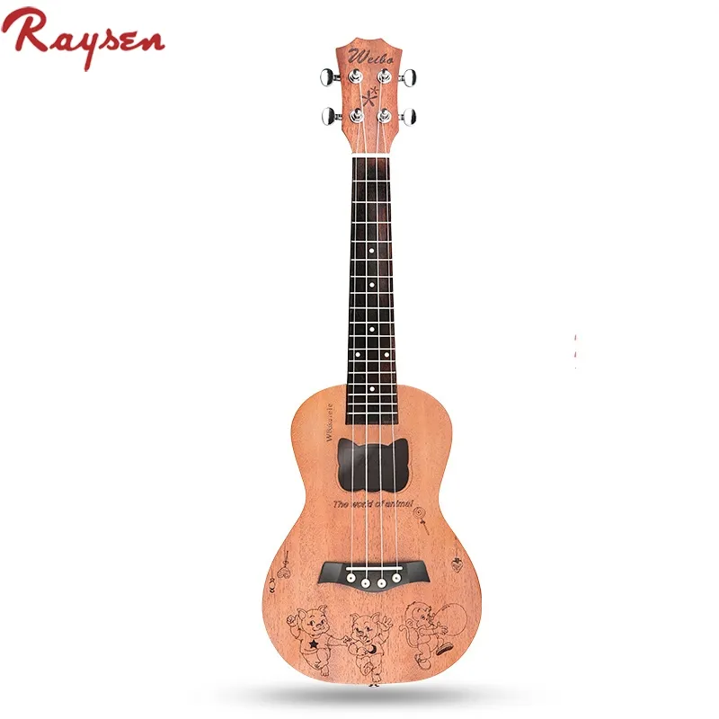 Weibo Phim Hoạt Hình Khắc Ukulele Trẻ Em Rẻ Nhất Guitar Gỗ Bán Buôn