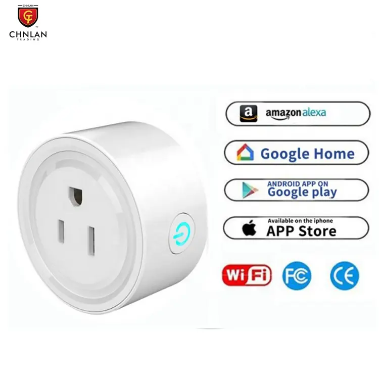 Soket Plug cerdas WiFi Mini standar US 10A AC 110V 220V Tuya hidup cerdas kontrol suara (Alexa/Google) Outlet khusus mendukung