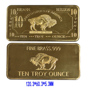 Brass products 10 oz 999 Fine Solid Brass Buffalo Bullion Bars, Buffalo on both sides A149