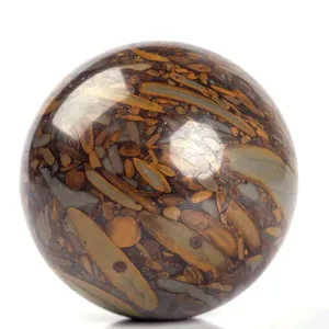 Wholesale Natural Bamboo Stone Quartz Crystal Sphere Decoration Ball Healing