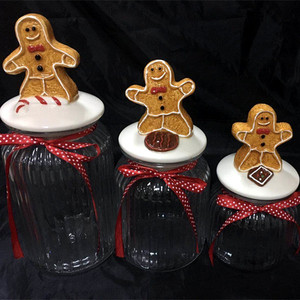 Round Glass Clear <strong>Cookie</strong> Candy <strong>Jar</strong> with Decorative Ceramic Lid - Product Image 3