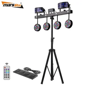 Marslite portable dj lights 4pcs white 2x8w RGBW 4in1 led par can dmx stage light with stand for disco dj equipment