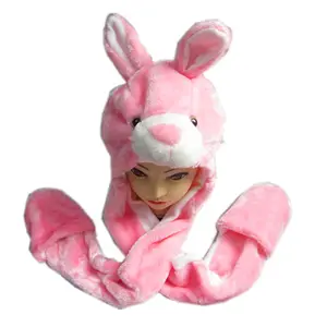 Personalizzato Carino Coniglio di Peluche Animale Cappello di Modo Delle Ragazze di Stile di Colore Rosa Della Peluche Del Cappello Sciarpa Guanti