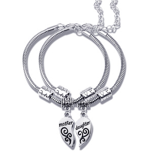 2pcs Mother and <strong>Daughter</strong> Love Broken Heart Bangle Charm Beautiful <strong>Bracelets</strong> - Product Image 1