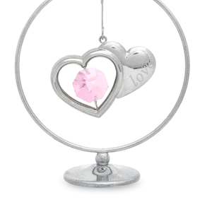 Double Coeurs Plaqué Or Faveurs de Mariage Figurine en Cristal Ornement Art Populaire Européen Cadeaux d'Anniversaire en Cristal de Bohême - Product Image 4