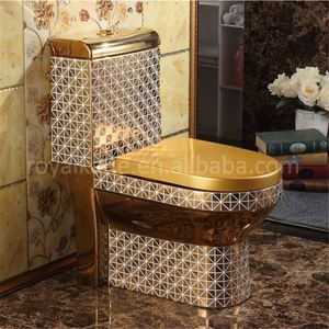 Appareils sanitaires chinois toilette de luxe en céramique complète pour hôtel toilette dorée en diamant - Product Image 1