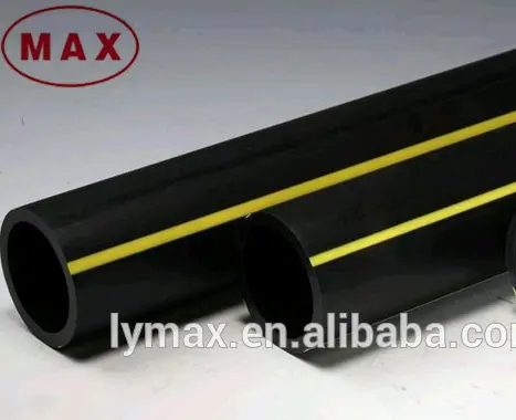 PE100 Black Polyethylene Pipe for Gas Supply with Yellow Stripes