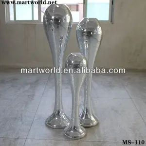 fiber glass vase sliver mirror vase centerpiece wholesale floor vases wedding party hall decoration(MS-110)