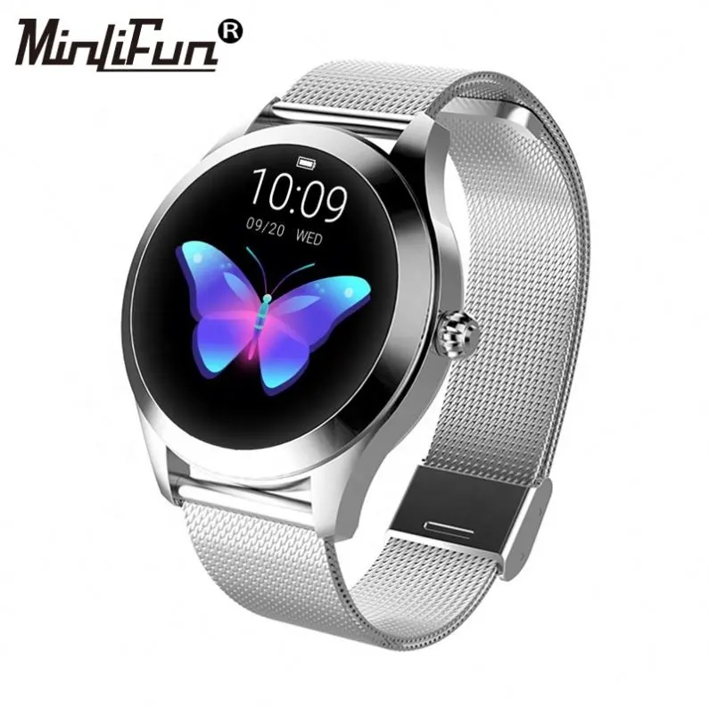 مراقب معدل ضربات القلب smartwatch KW10 ce بنفايات الرسائل مزامنة ساعة ذكية للنساء