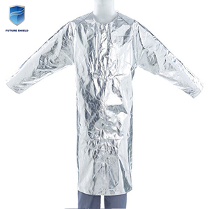 <span class=keywords><strong>Delantal</strong></span> <span class=keywords><strong>aluminizado</strong></span> ignífugo 800 grados Resistencia al aceite traje de trabajo de seguridad Bata de seguridad resistente al calor - Product Image 2