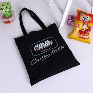 Réutilisable promotionnel Personnalisé Noir En Toile de Coton Fourre-Tout Recyclé Sacs À Provisions Avec Imprimé Lettres Blanches - Product Image 3