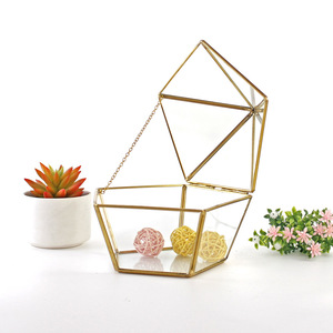 Commercio all'ingrosso di Vetro irregolare oro geometrica Terrario per tavolo di piante succulente planter - Product Image 6